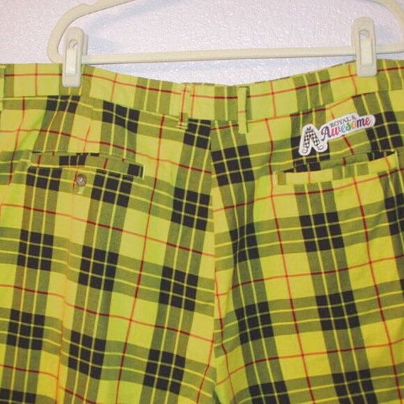 Royal & Awesome Golf Shorts Mens Size 44 Stretch Plaid Loud MacLeod Preppy 10" - Picture 9 of 10